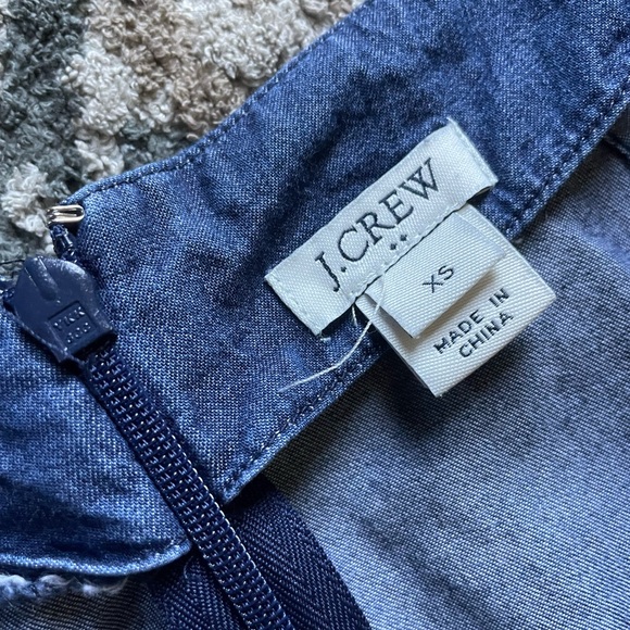Denim J. Crew Dress w Flutter Sleeve Size XS Neutral Contemporary Country 10/10 - Picture 3 of 7